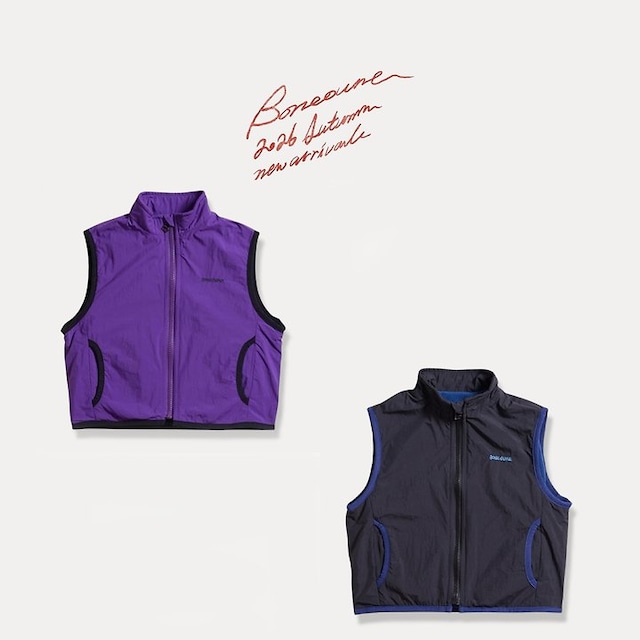 【取寄】boneoune|two-tone pata vest|ツートンパタベスト|XS-JL|kids&jr|26 autumn