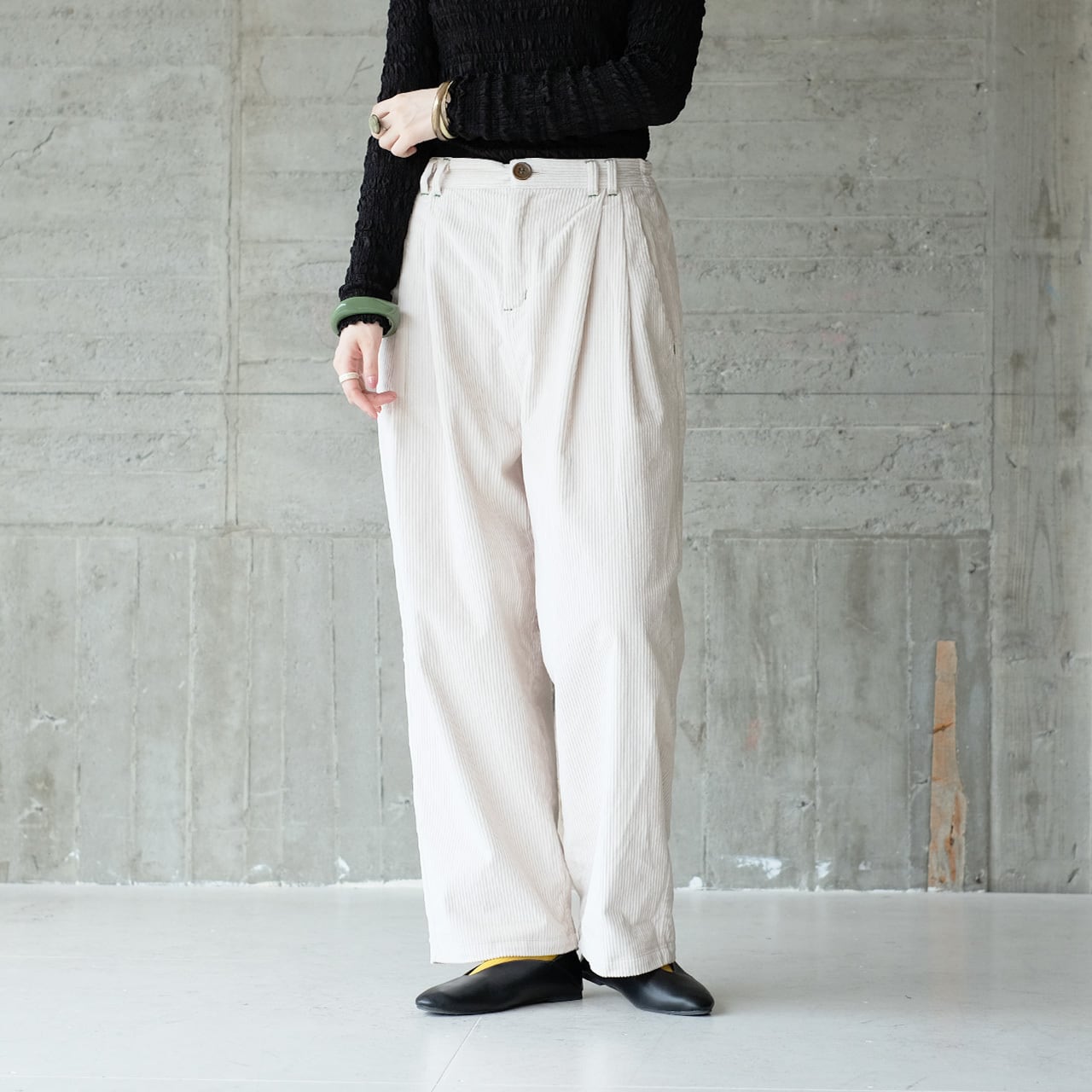 大人カジュアル♪コビトコーデュロイパンツ (24w-08)オフホワイト