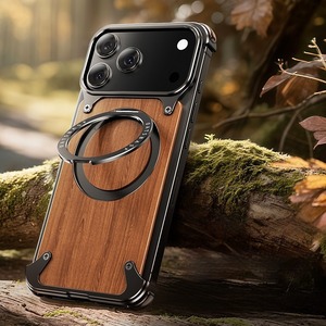 ◆iPhone17 Pro/Pro Max◆ Wood × Metal Magnetic Phone Case / ウッド×メタル マグネット スマホケース
