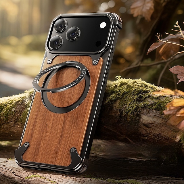 ◆iPhone17 pro シリーズ 対応◆ Wood × Metal Magnetic Phone Case / ウッド×メタル マグネット スマホケース