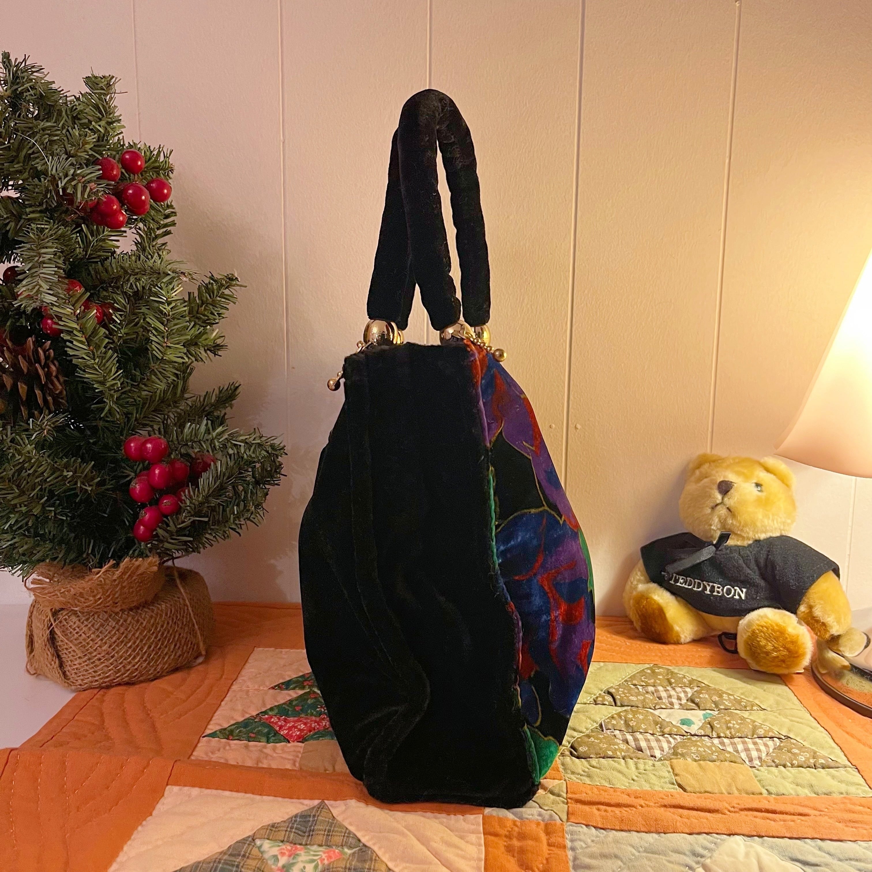 leaf velours square hand bag