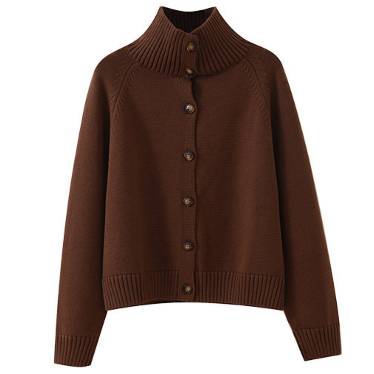 綿ニットドロップショルダーハイネックカーディガン JC0214