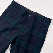 EDIFICE エディフィス チェック ウール スラックス パンツ 44/ネイビー グリーン系 メンズ