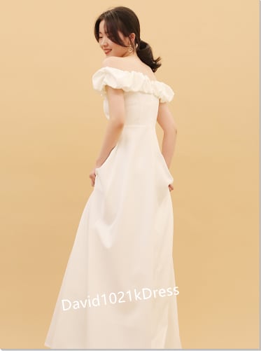 前撮りドレス オフショルダー エレガント ロング 2次会 挙式  