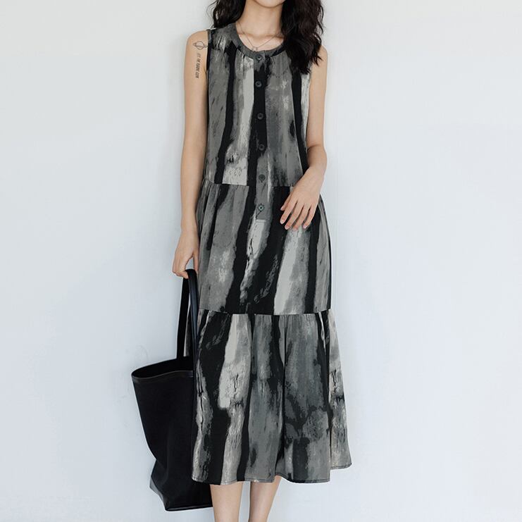 Art print sleeveless dress S327