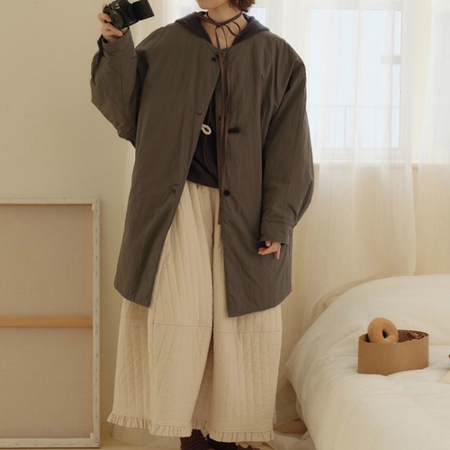 2色／トグルボタンミディアム丈コート ・9400