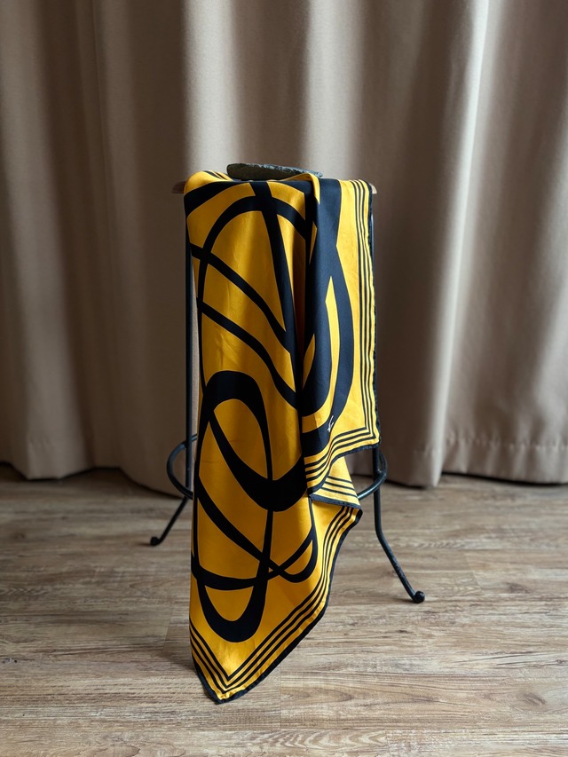 yellow & black abstract silk scarf-5152-8
