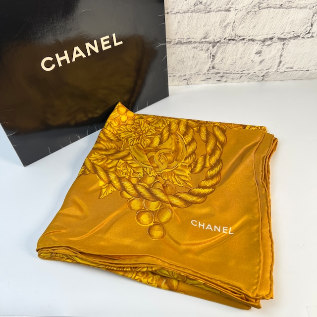 【最終処分SALE】CHANEL シャネル スカーフタグ有り ゴールド A-6962