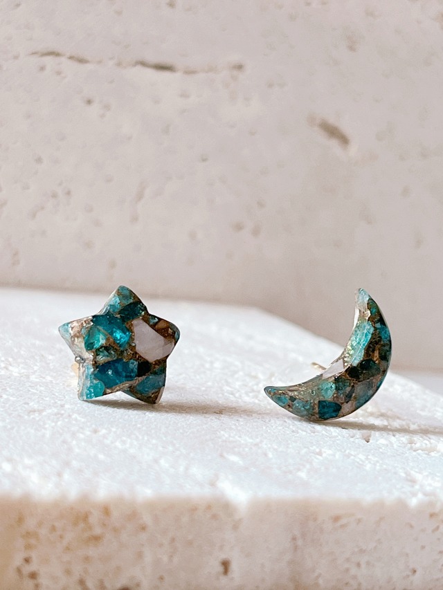 アパタイトカルサイト星と月 ピアス イヤリング