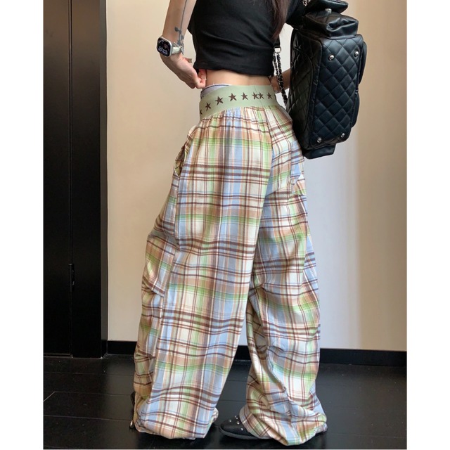 star west checked pants　スターウエストチェック柄パンツ　J2115