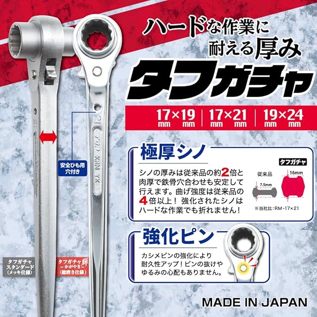 迅速発送】トップ工業 (TOP) ラチェットレンチ タフガチャ 17x21mm KRM