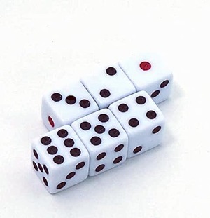 【特価処分】ダイス サイコロ 麻雀用品（6個入り） (小さい-12mm)