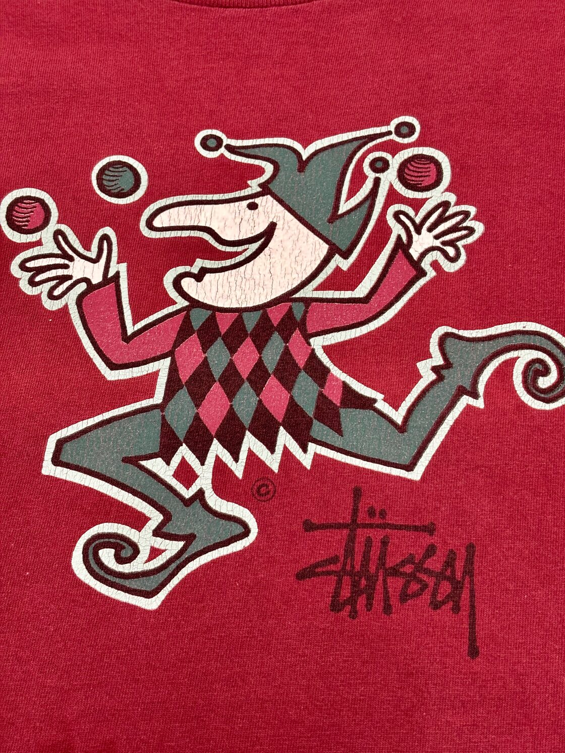 80～90s OLD STUSSY/JUGGLER print Tee/USA製/黒タグ/XL/ジャグラー 