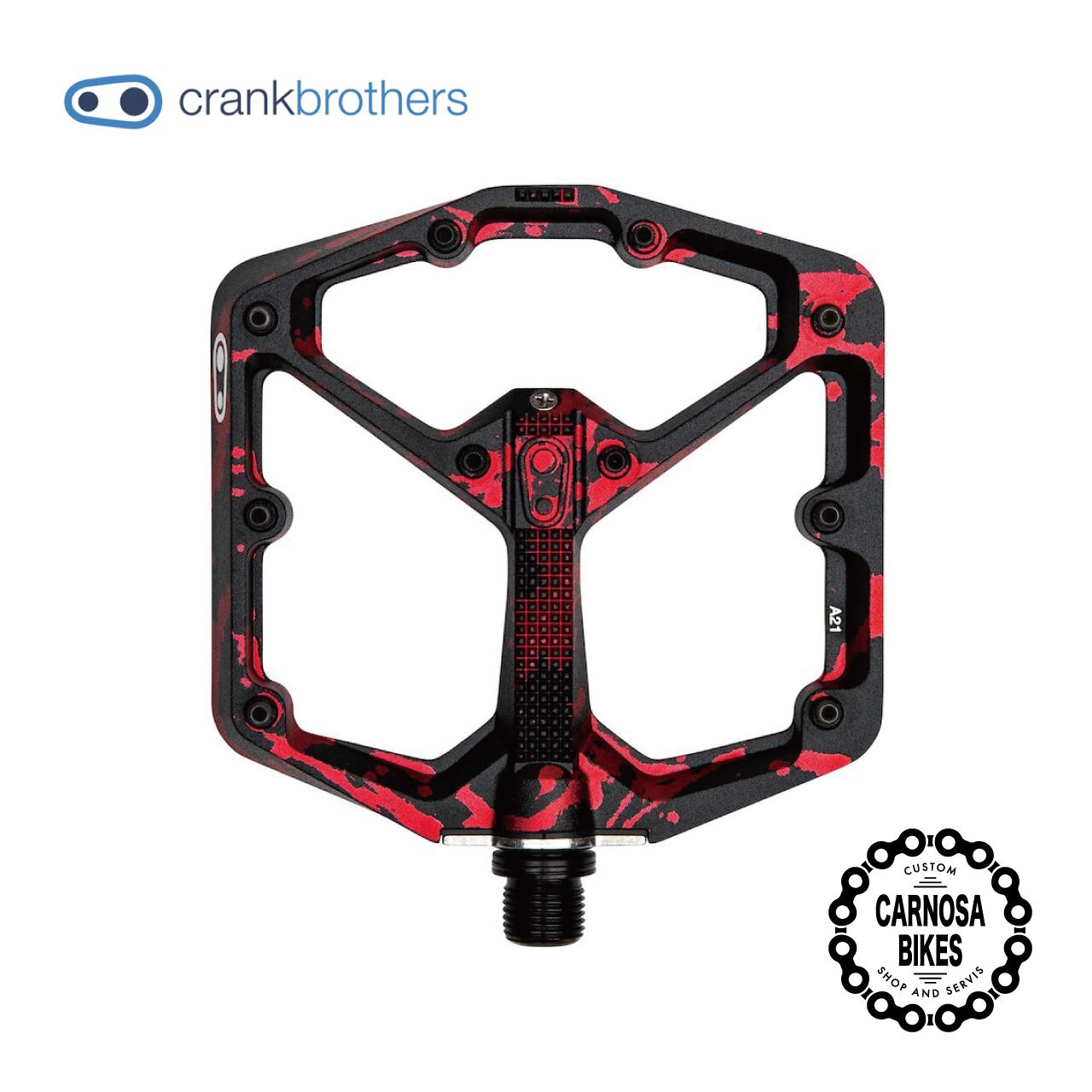 crankbrothers】STAMP LARGE Splatter Paint Red 限定カラー | 【CARNOSA BIKES】マウンテンバイク&BMX 自転車ショップ