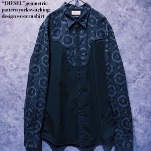 【doppio】“DIESEL”geometric pattern york switching design western shirt