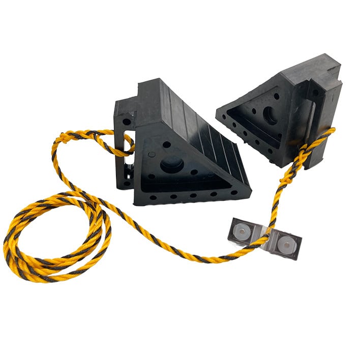 個人宅配送不可 タイヤストッパー マグネット付き AR-4054 AR4054 ストッパー2個とトラロープとロープ止めマグネット 輪留め 4トン車まで対応