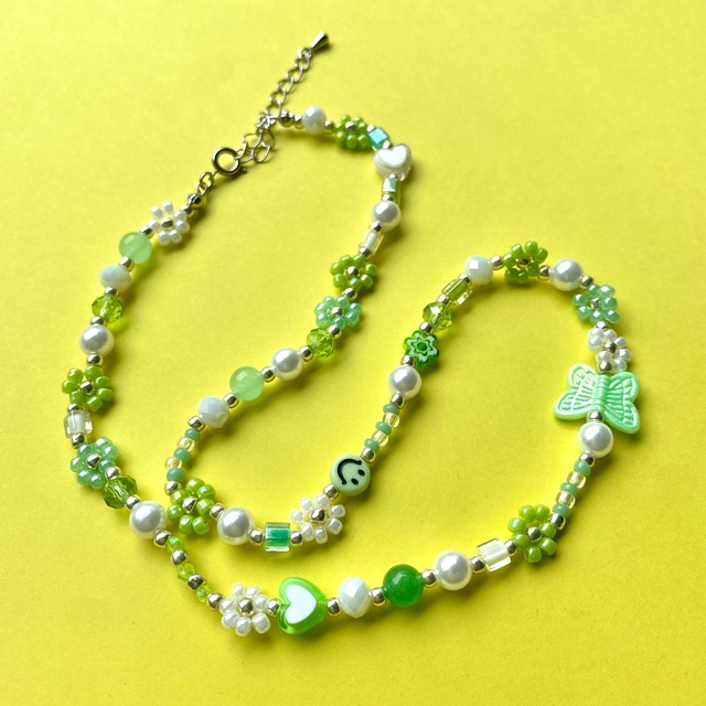 Green flower ネックレス