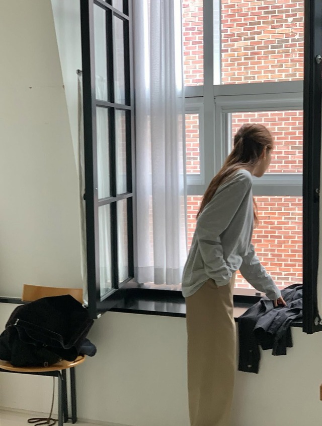 (予約) verveine / Pure brushed cotton long sleeve tee 2color