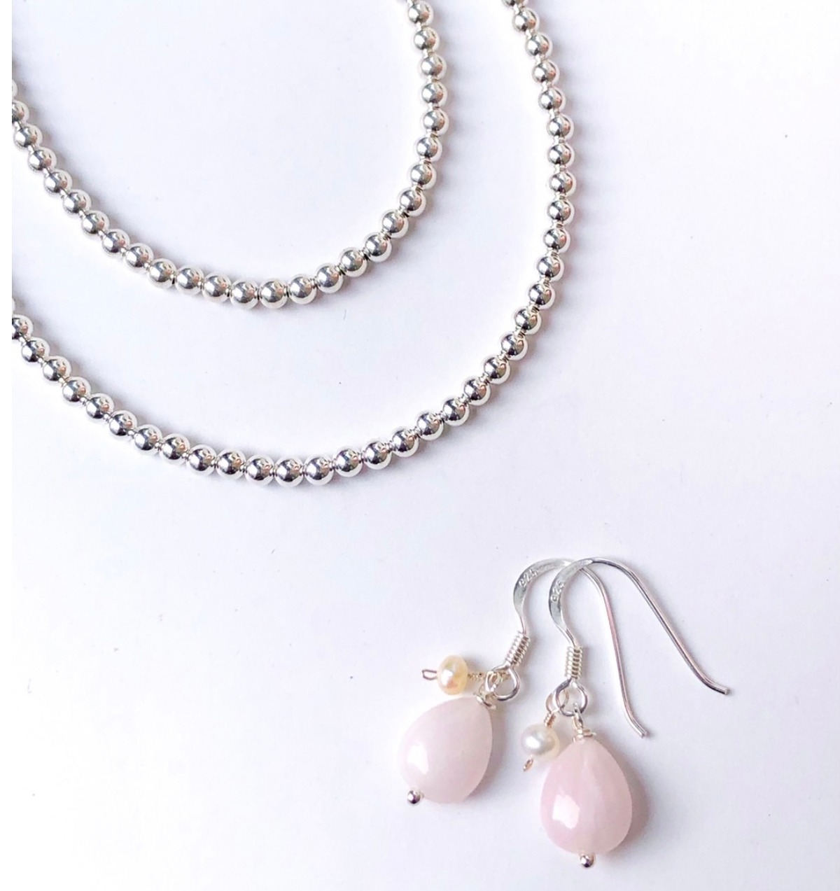 Indian Jewelry》ナバホパール ネックレス 丸玉 3mm 50cm シャイニー 