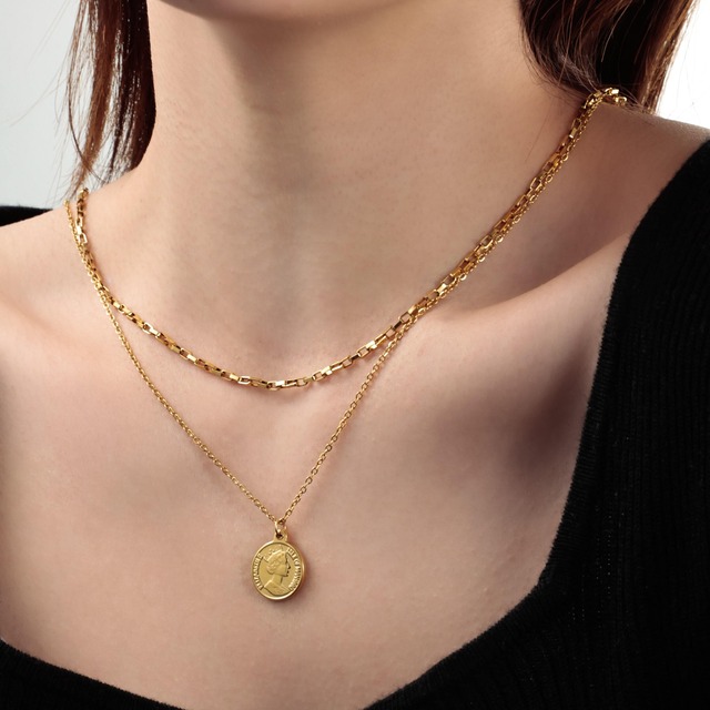 【4/24再入荷】316L coin & chain necklace  3  #n140