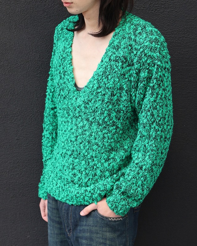 loosevneck mesh knit