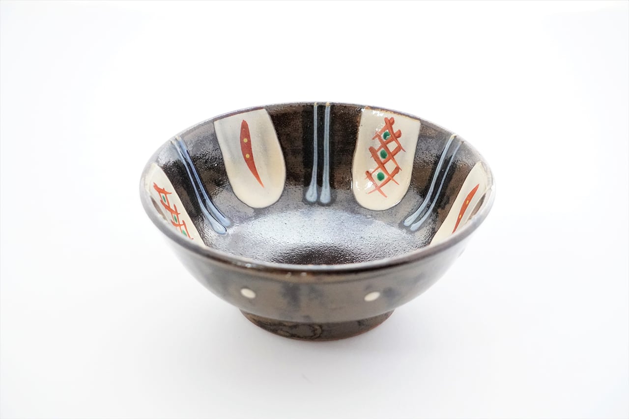 5寸鉢 赤絵刷毛目