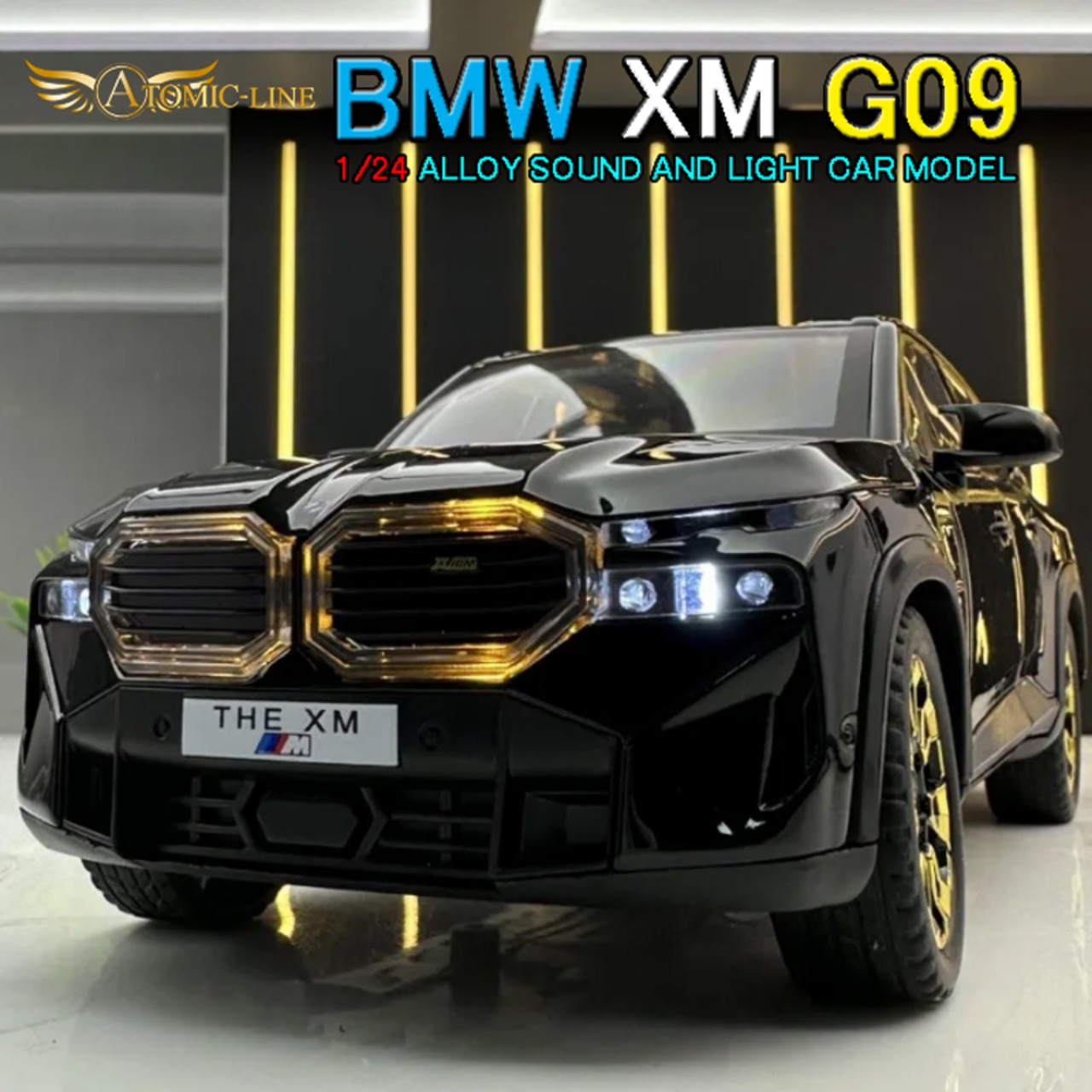 BMW XM G09 ミニカー 1/24 全4色 ライト点灯 エンジンサウンド 合金モデル 模型 ジオラマ