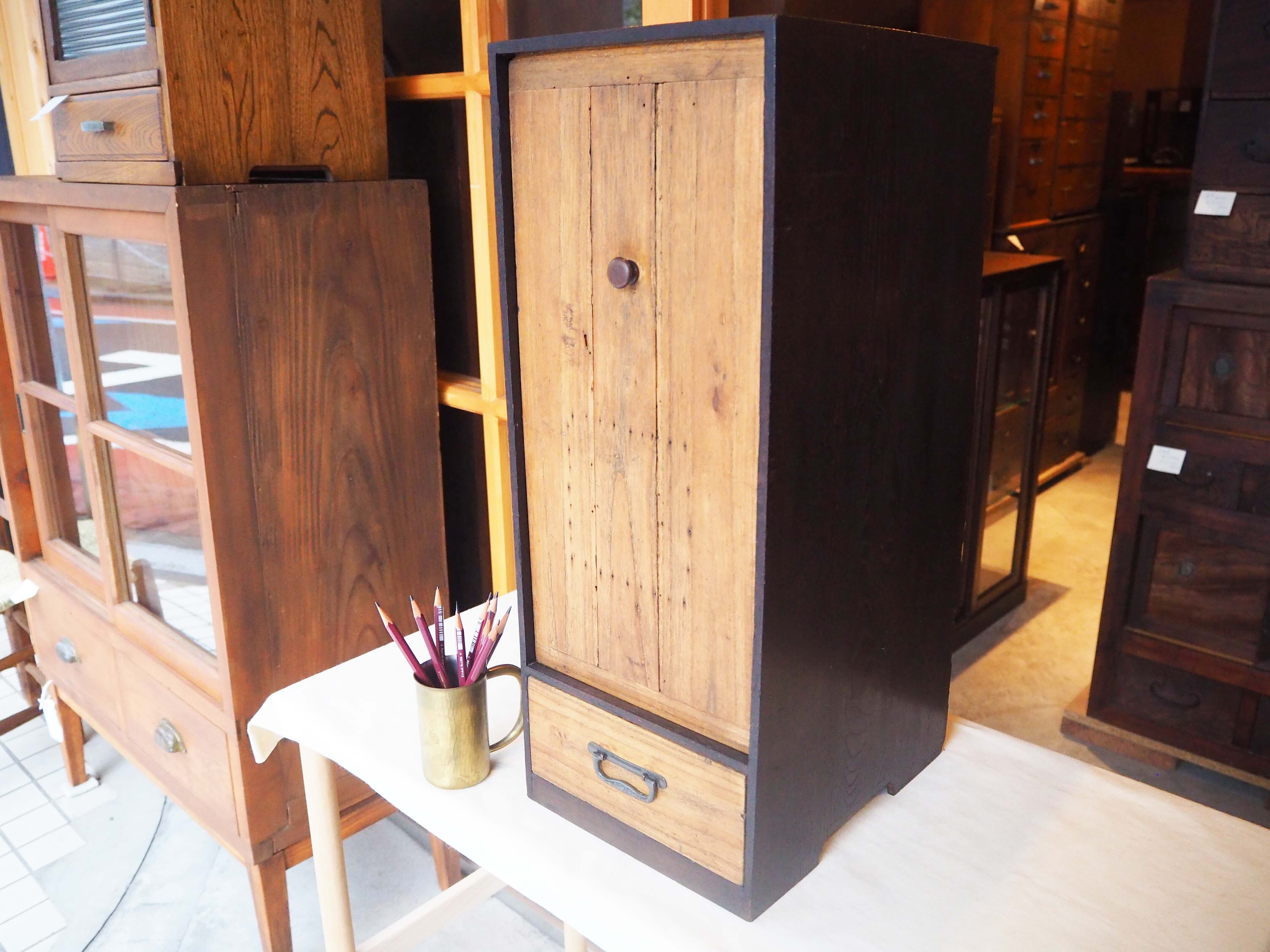 けんどん扉の小物入れ 1378 ケンドン扉 レトロな桐の収納棚 ケース