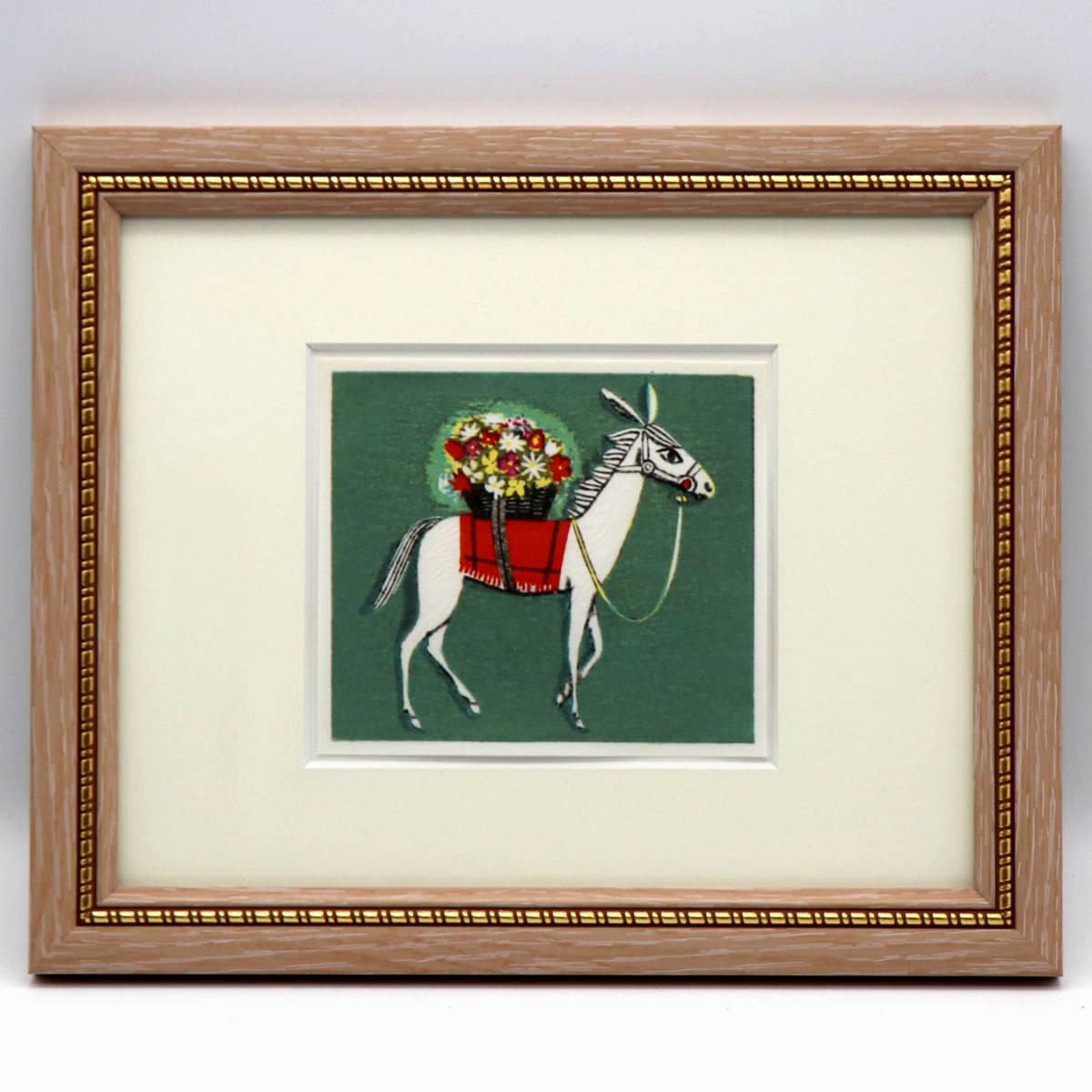 池田修三・花を売る馬・絵画・額入・No.200708-337・梱包サイズ60 