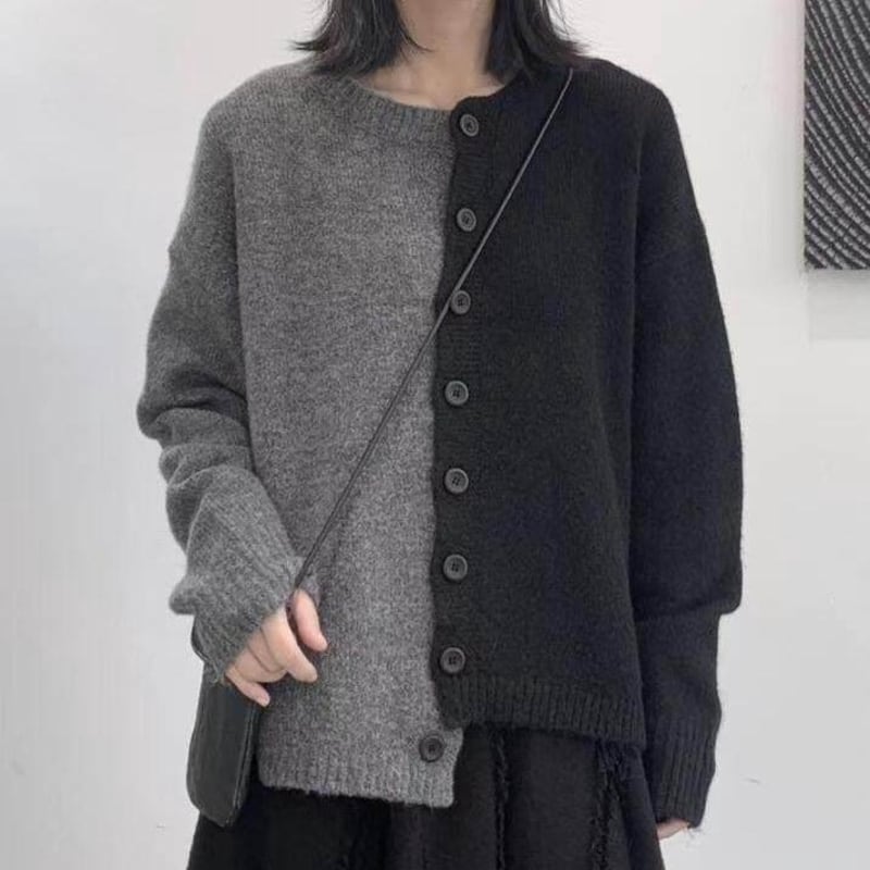 Bicolor drop shoulder cardigan 2 colors V2762