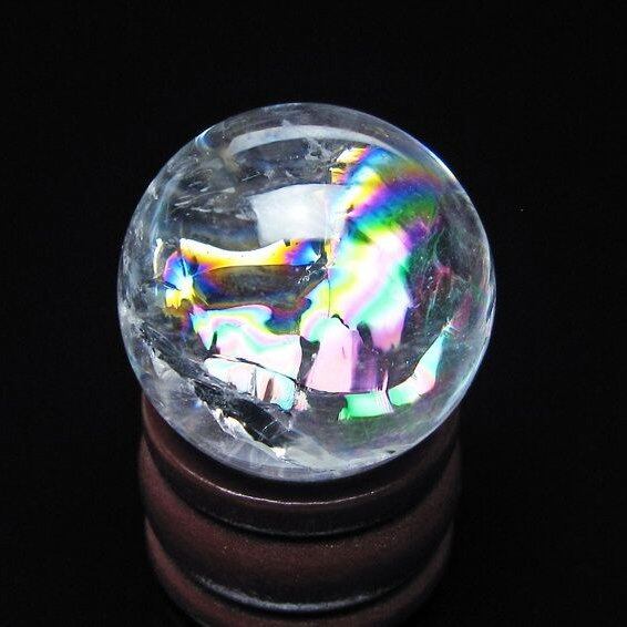 アイリスクォーツ 水晶玉 虹入り 25mm 水晶 丸玉 スフィア 置物 原石 一点物 141-8628