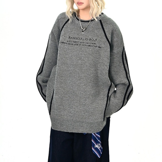 crew neck line knit　クルーネックラインニット　J1367