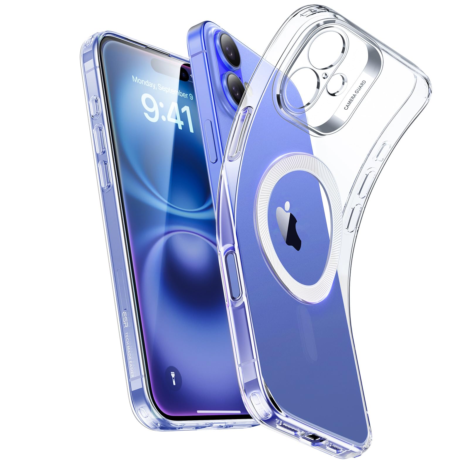 ESR iPhone 16 ケース 米軍MIL規格 耐衝撃 透明 TPUバンパー 超薄 黄ばみ防止 あいふおん16ケース用 クリア