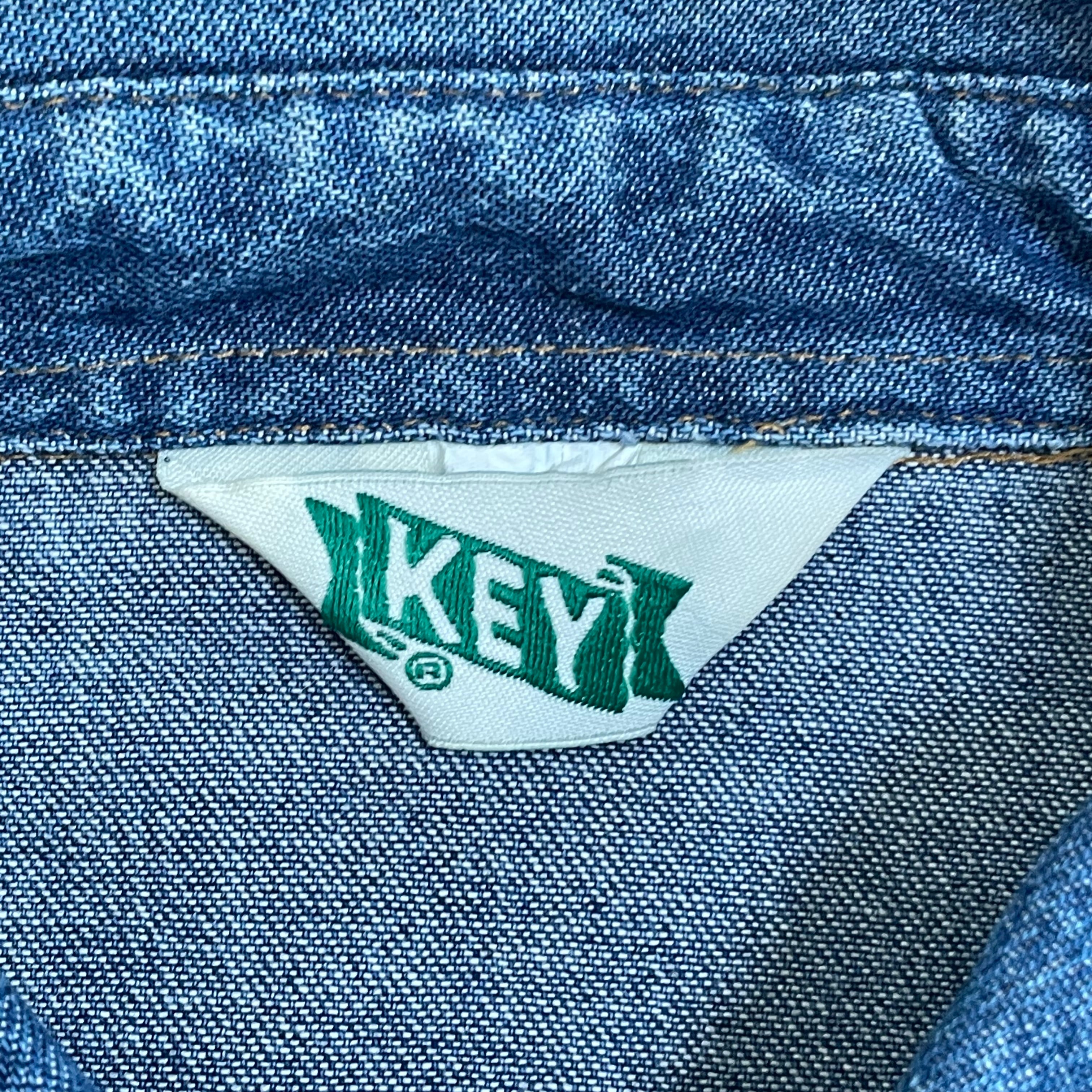 KEY】70s 80s USA製 三角 刺繍タグ デニムシャツ ウエスタンシャツ