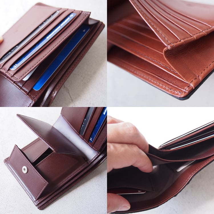 [栃木レザー] 二つ折り財布 メンズ 日本製 グレンチェック 4OO3458 (