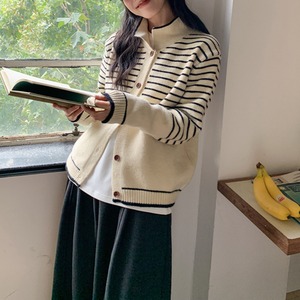 polo collar knit cardigan　J00180