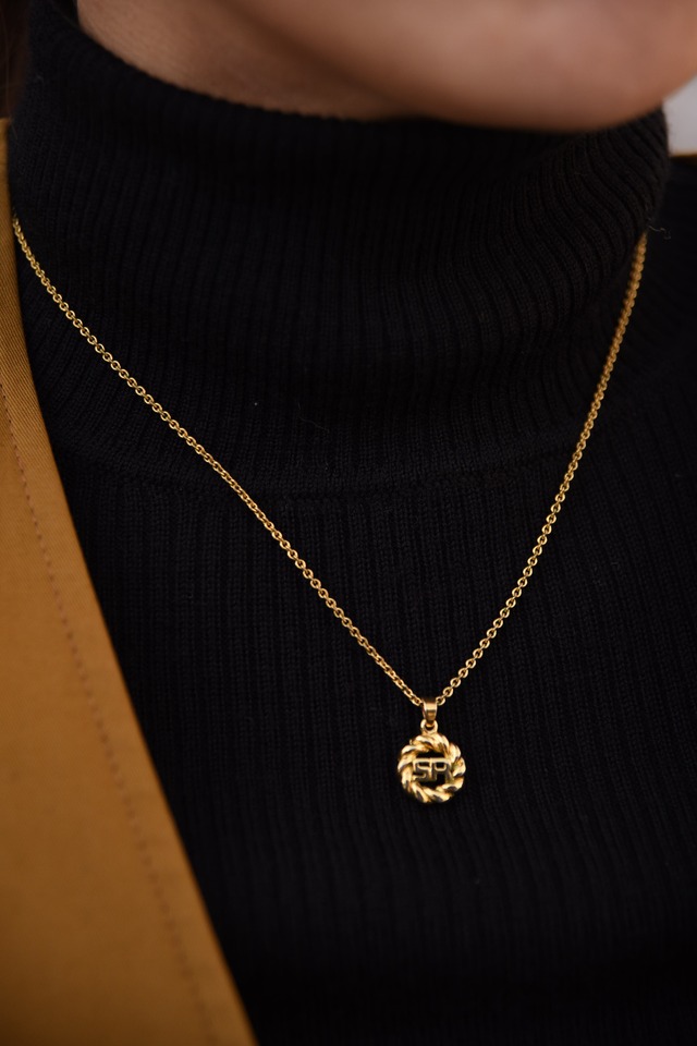 SONIA RYKIEL/ vintage logo gold necklace.