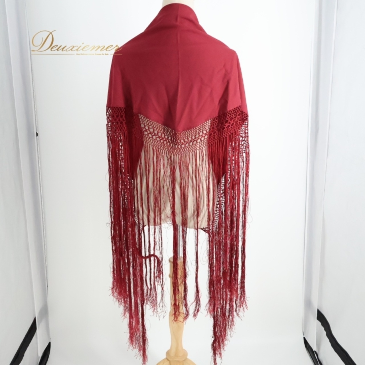 フラメンコ 衣装 シージョ ピキージョ 小物 レッド系 赤 トライアングル フレコ ダンス 無地 シンプル 三角形 練習 舞台 発表会 イベント コスチューム フリンジ おしゃれ パフォーマンス ステージ アクセサリー