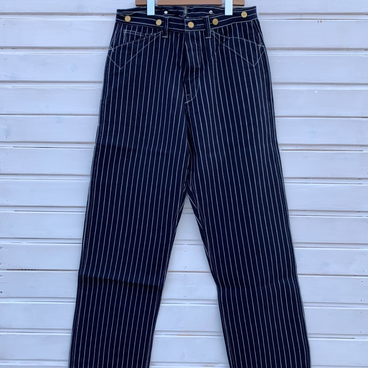 HEADLIGHT 8oz. SPECIAL WOVEN STRIPE DENIM WAIST OVERALLS | Jeans
