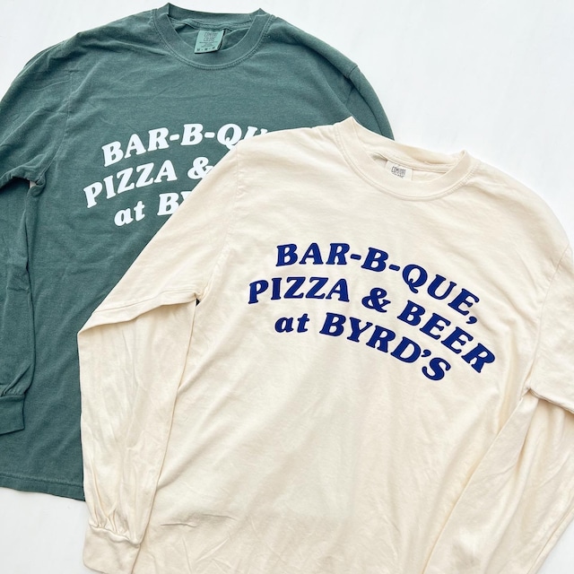 BYRDS PIZZA & RIBS "Flocking Print L/S Tee"