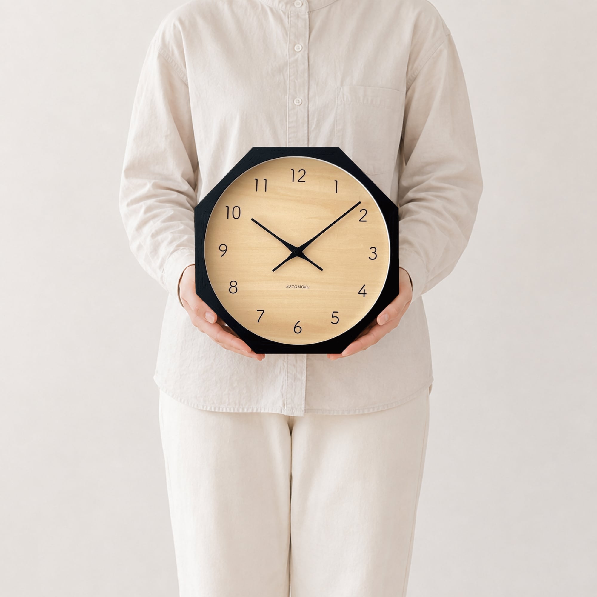 KATOMOKU muku clock 7 八角形 ブラック km-83BK8 掛け時計 | 加藤木工
