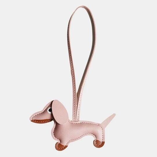 ダックスフンドチャーム レザーバッグタグ／全8色展開｜バッグアクセ