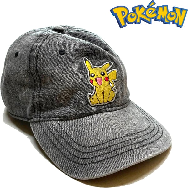 1点物◇ポケモンPokemonピカチュー墨黒ベースボールキャップ古着メンズ