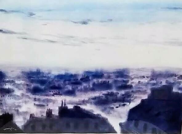 ヒロヤマガタ 「モンマルトルの眺め」シルクスクリーン