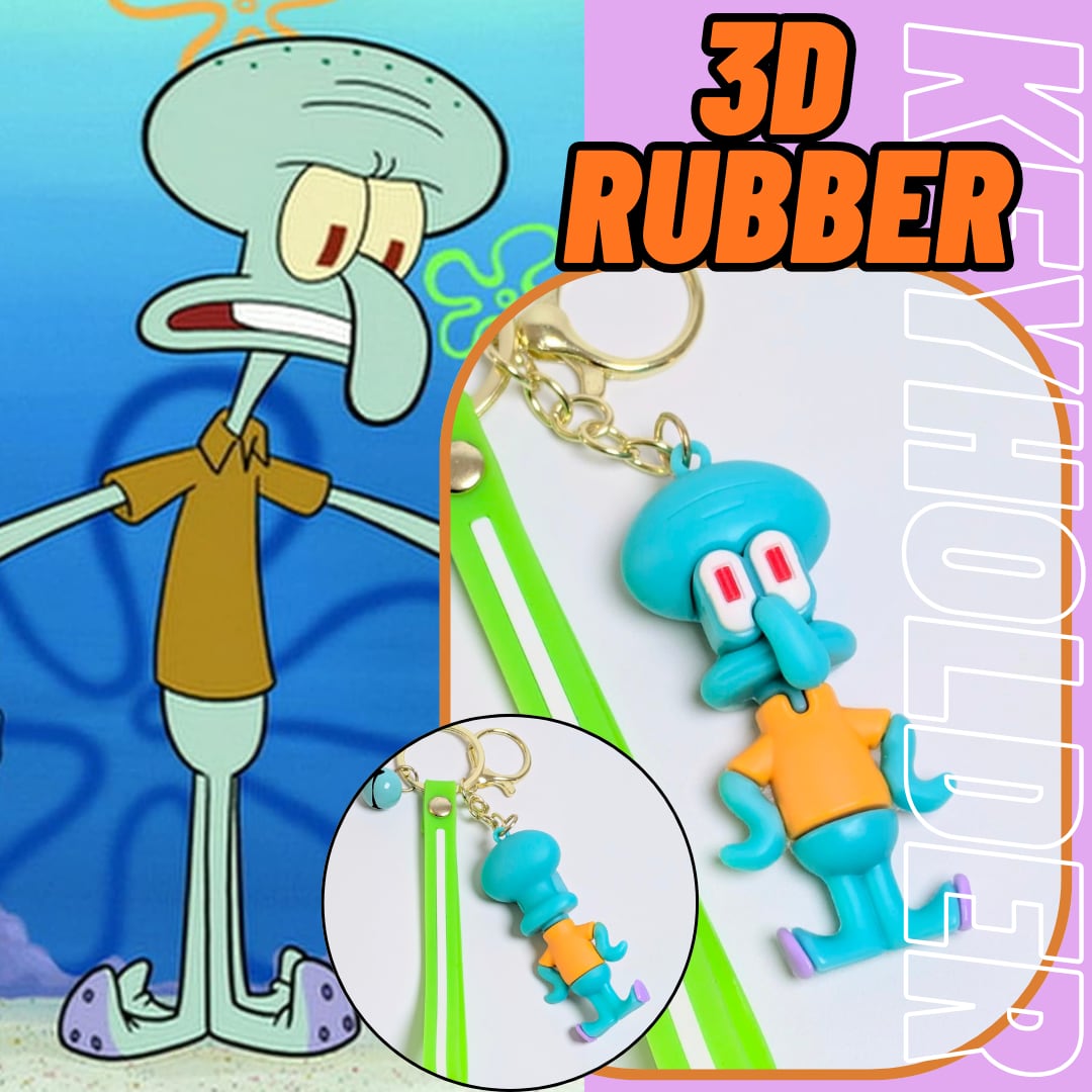 【 SpongeBob SquarePants（ スポンジボブ ）】 『 スクイッドワード・テンタクルズ / イカルド 』3D Rubber KeyHolder / 3Dラバーキーホルダー〚アメリカン雑貨 アメトイ〛