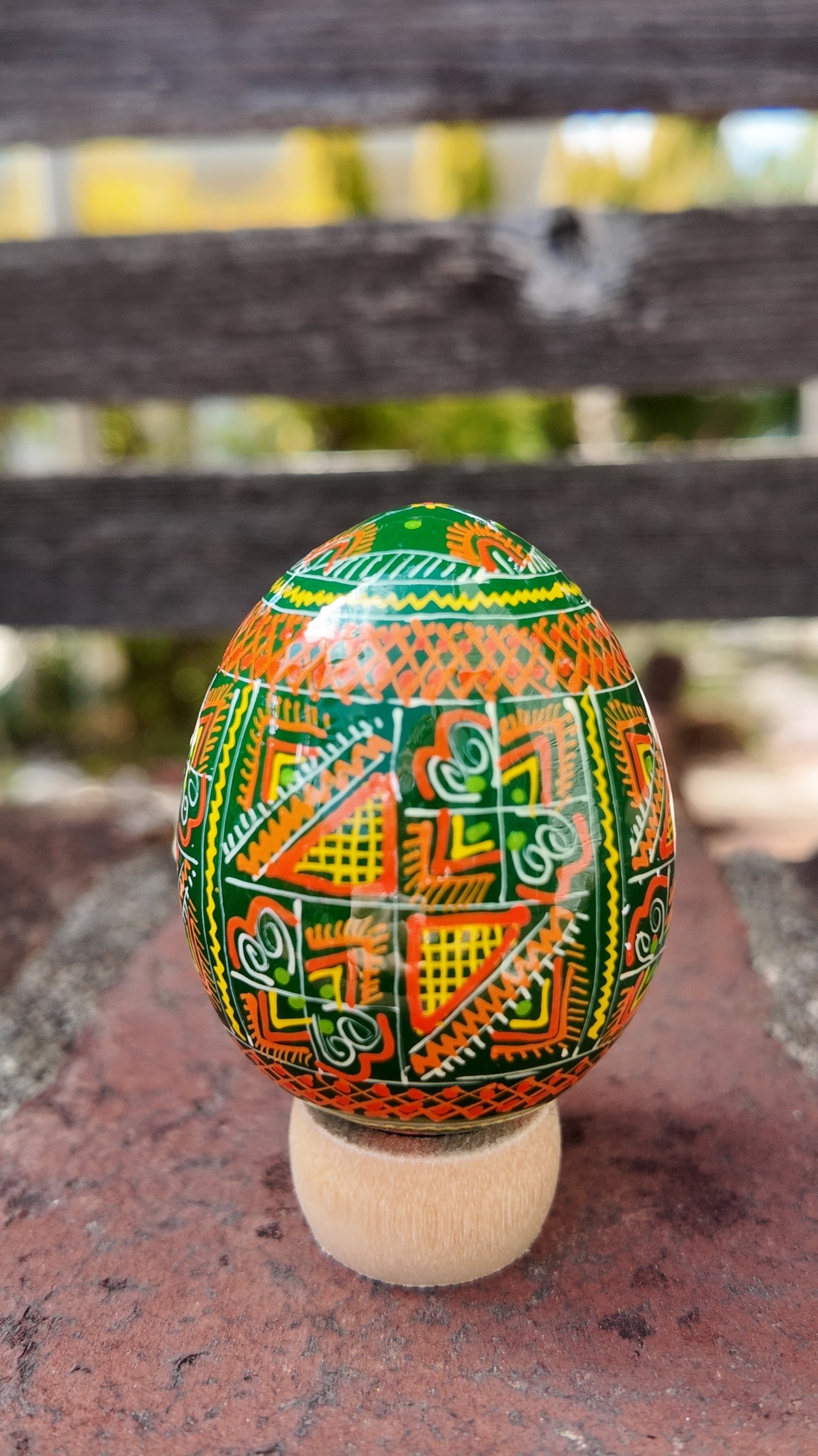 装飾用木製プィサンカ（イースターエッグ）with stand　コロミヤモデル - 2