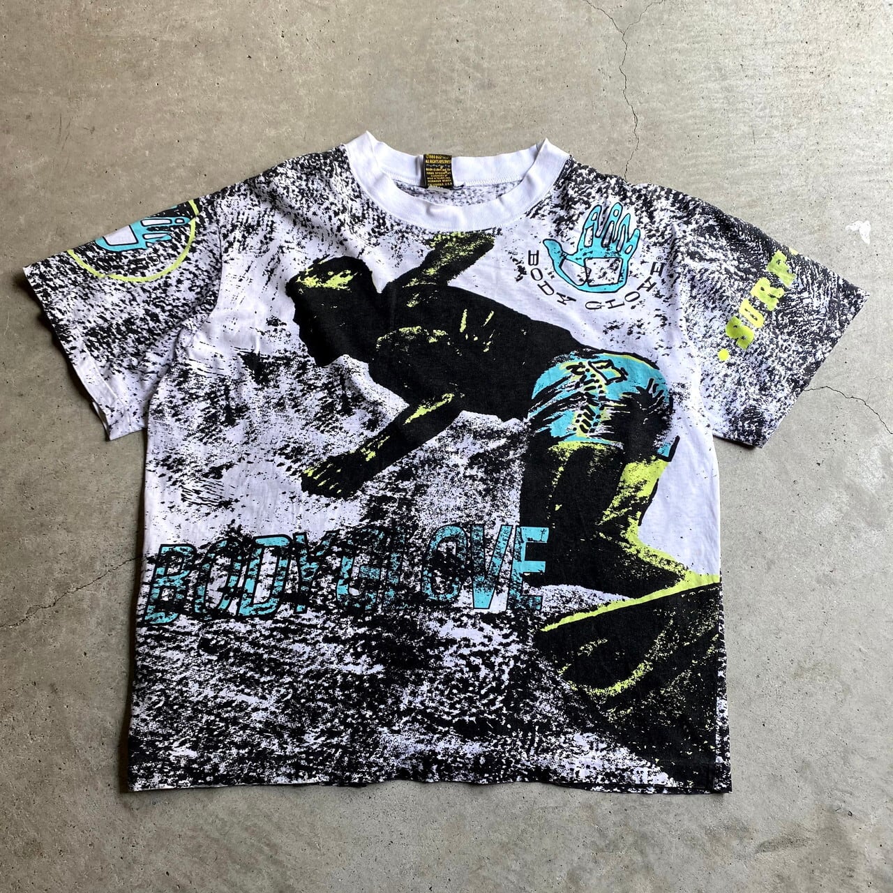 80年代 USA製 BODY GLOVE ボディーグローブ オーバープリントTシャツ 
