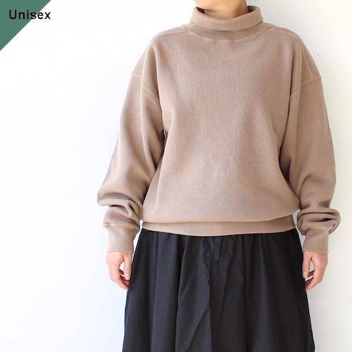 Siora 畦編みハイネックコットンニット Rib stich knit high collar　（Beige）