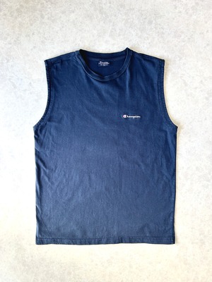 00s Champion Europe ネイビー ワンポイントロゴ ノースリーブ Tシャツ