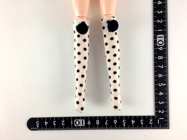 ドールアクセサリ 1/6 女性用 靴下 ストッキング 白 黒点 BS250 - 画像1
